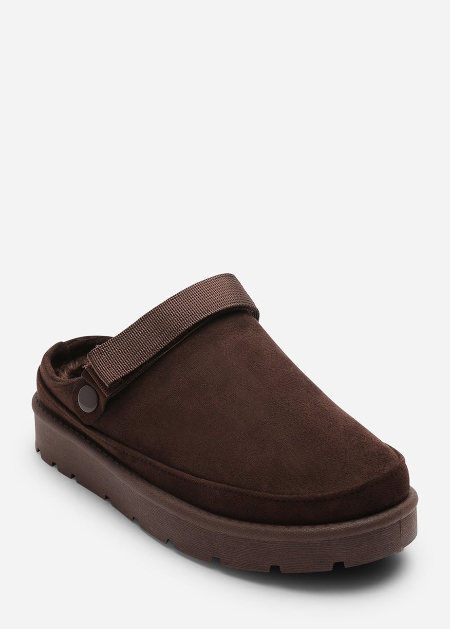 Where's That From Alondra Slip-on Strap Brown Suede Mini Boots