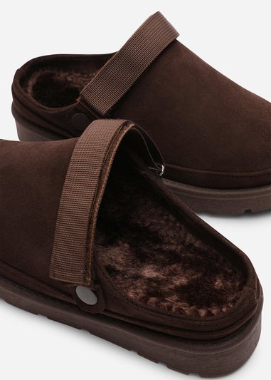 Where's That From Alondra Slip-on Strap Brown Suede Mini Boots