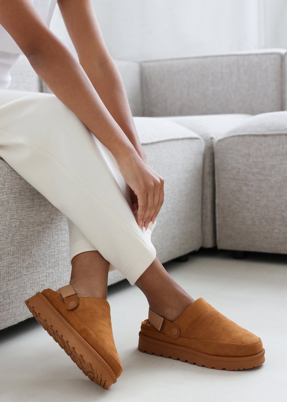 Where's That From Alondra Slip-on Strap Chestnut Suede Mini Boots