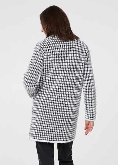 Izabel London Black Check Double Breasted Longline Coat