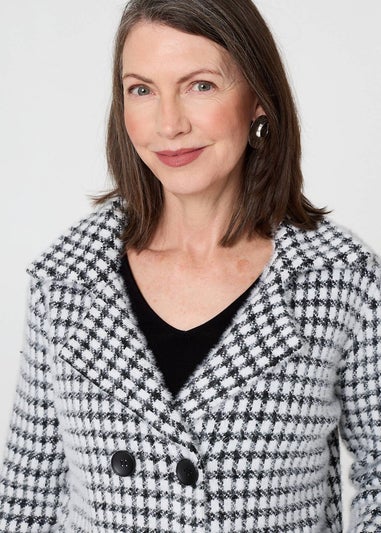 Izabel London Black Check Double Breasted Longline Coat