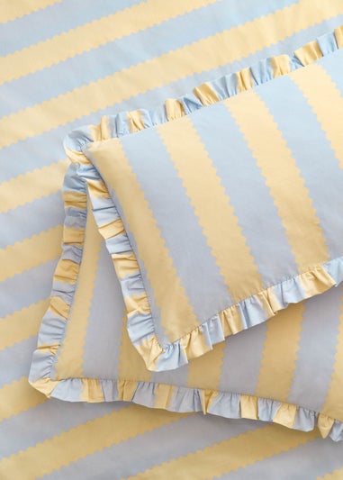Wylder Birdie Stripe Ruffle Lemon Pillowcase Pair