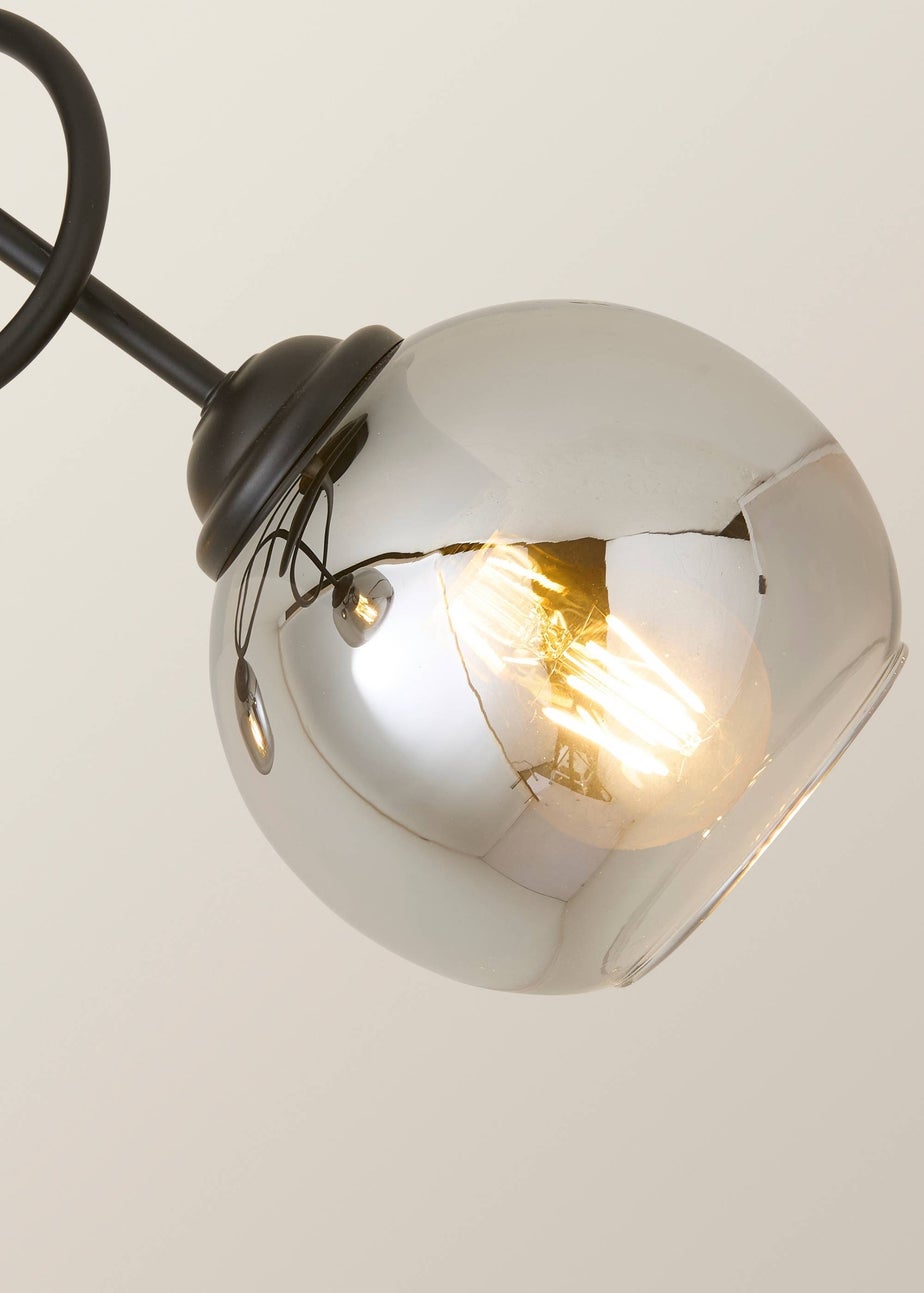 ValueLights Malcom Black Twisted Ceiling Light Smoked Glass Shades