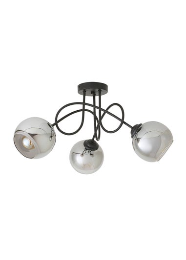 ValueLights Malcom Black Twisted Ceiling Light Smoked Glass Shades