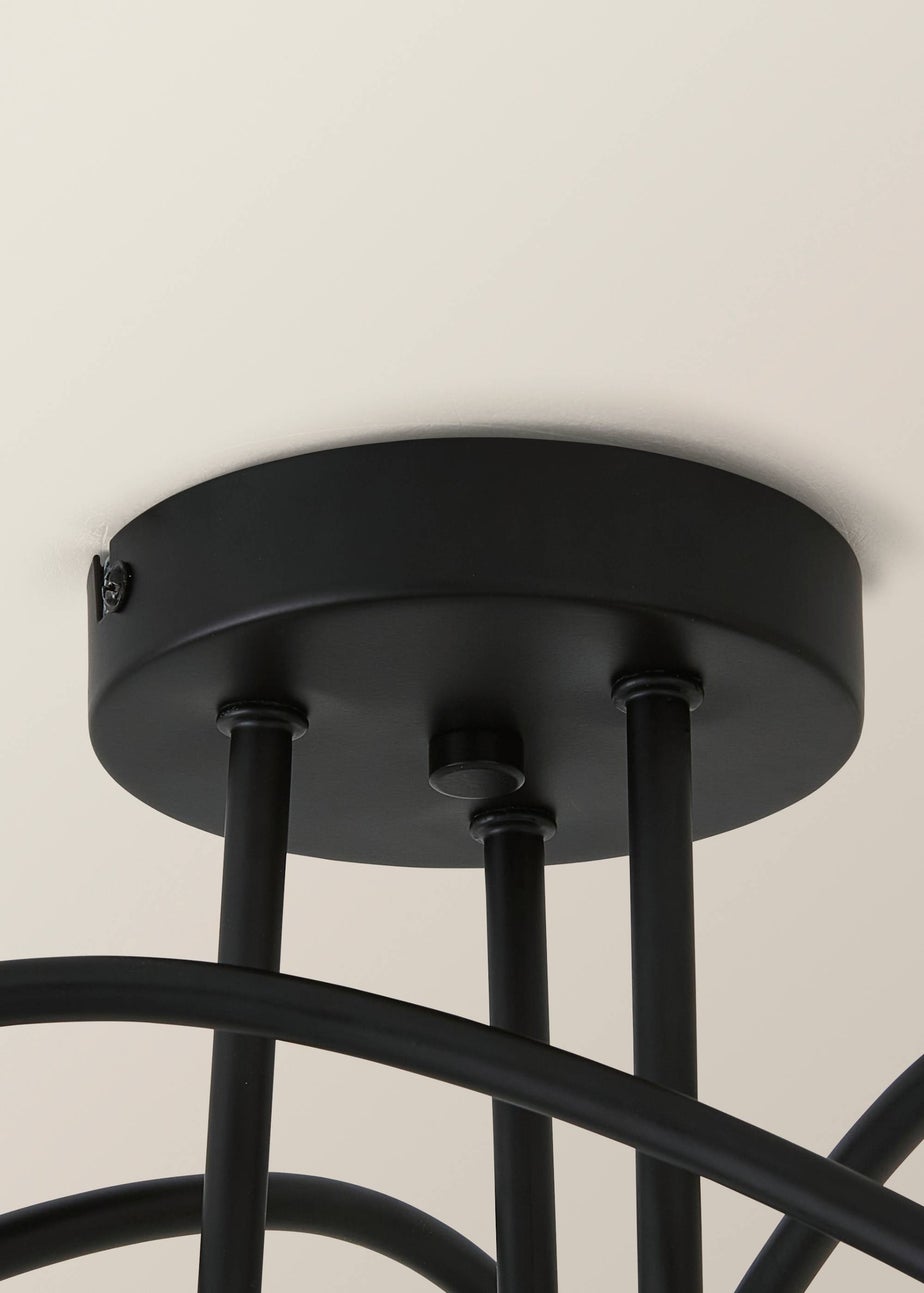 ValueLights Malcom Black Twisted Ceiling Light Smoked Glass Shades