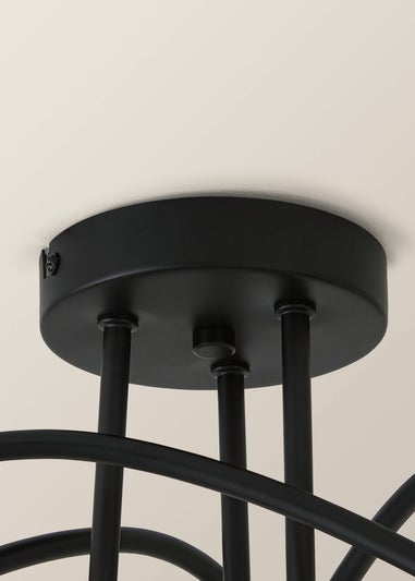 ValueLights Malcom Black Twisted Ceiling Light Smoked Glass Shades