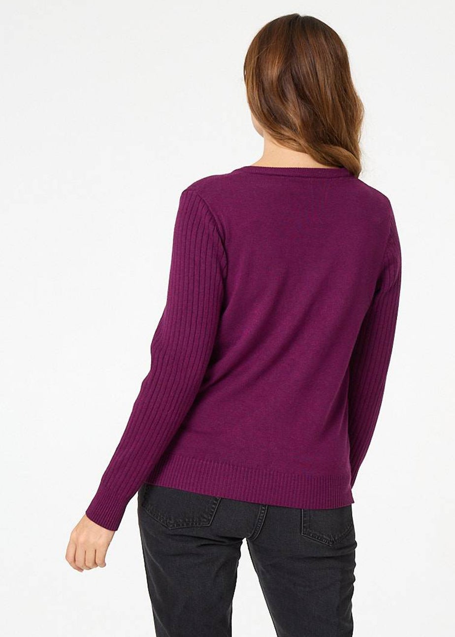 Izabel London Purple Pearl Embellished Texture Jumper