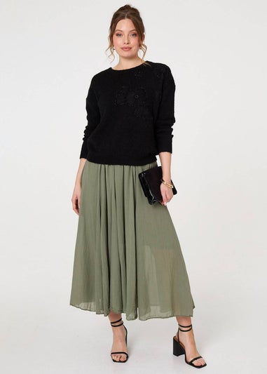 Izabel London Black Floral Embellished Relaxed Jumper