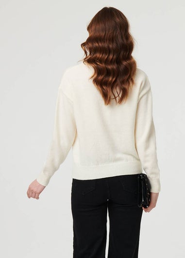 Izabel London White Sparkly Butterfly Detail Relaxed Jumper