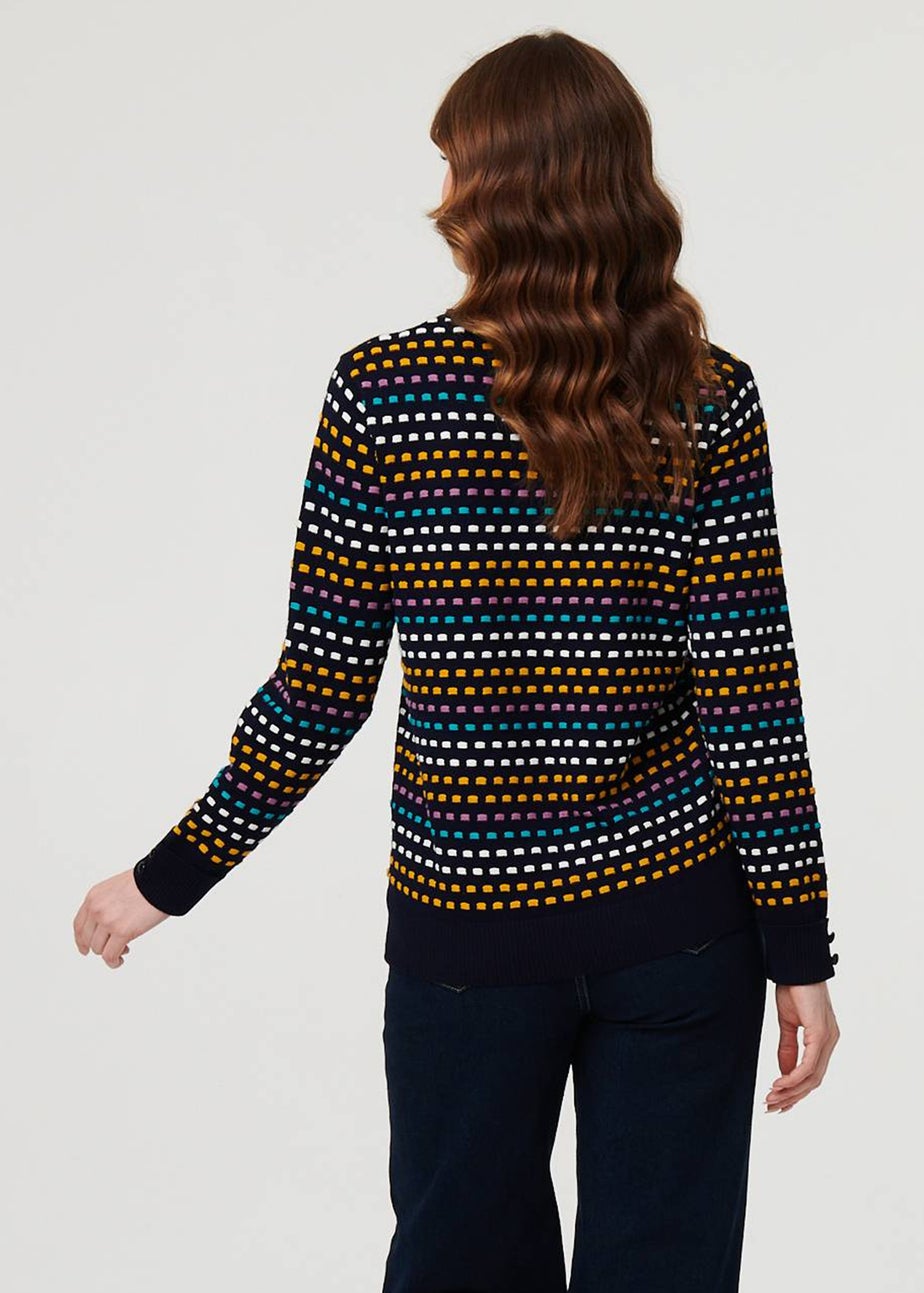 Izabel London Purple Geo Print Long Sleeve Slim Jumper