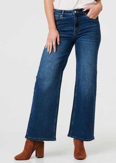 Izabel London Blue High Waist Wide Leg Jeans