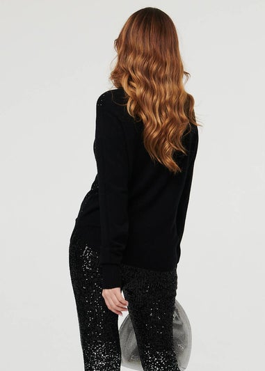 Izabel London Black Sparkle Detail Relaxed Jumper