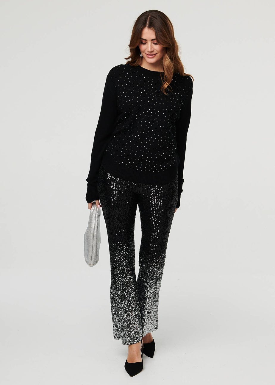 Izabel London Black Sparkle Detail Relaxed Jumper