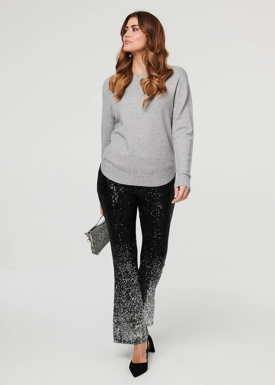 Izabel London Grey Sparkle Detail Relaxed Jumper