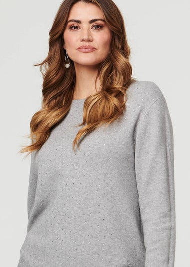 Izabel London Grey Sparkle Detail Relaxed Jumper