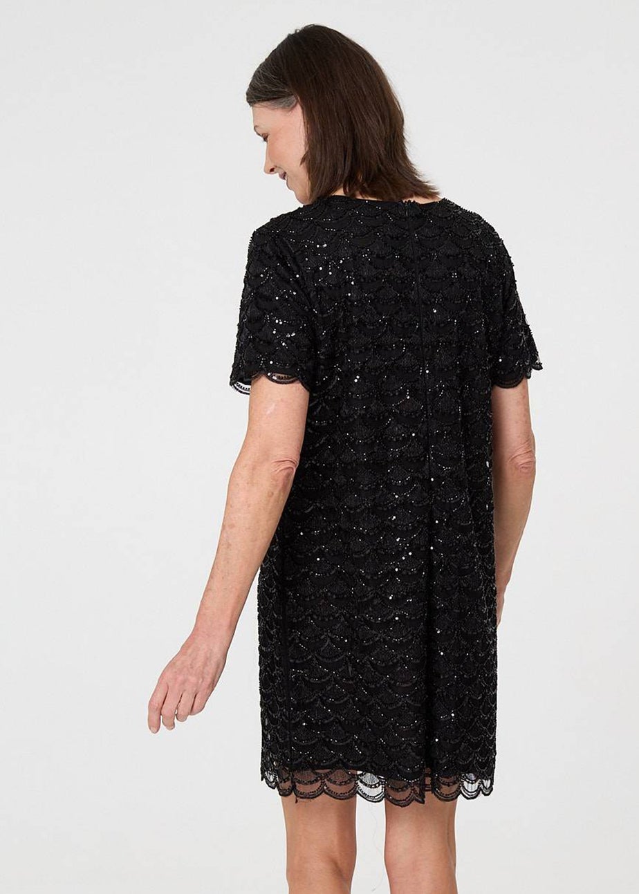 Izabel London Black Sparkly Embellished Short Shift Dress