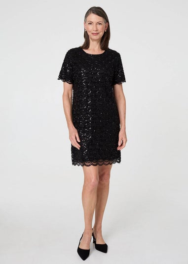 Izabel London Black Sparkly Embellished Short Shift Dress