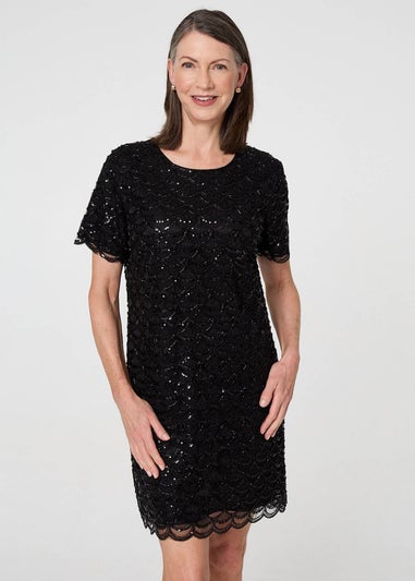 Izabel London Black Sparkly Embellished Short Shift Dress