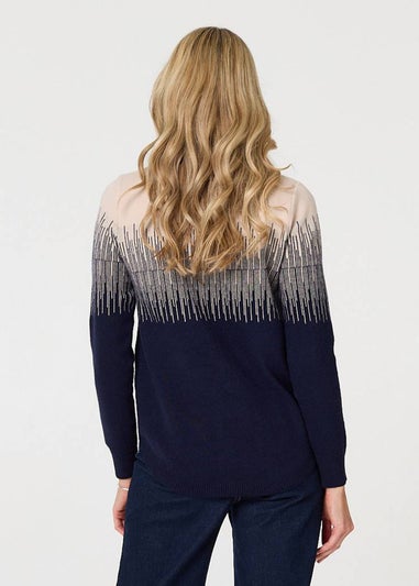 Izabel London Navy Sparkly Embellished Long Sleeve Jumper