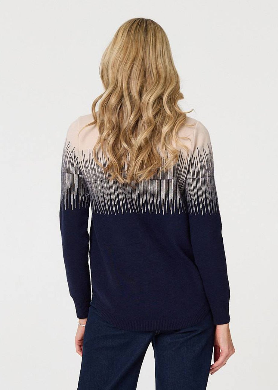 Izabel London Navy Sparkly Embellished Long Sleeve Jumper