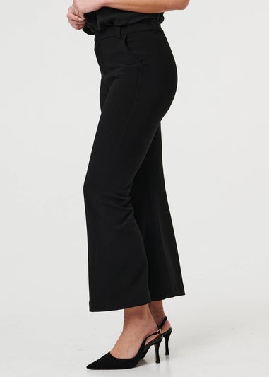 Izabel London Black High Waist Slim Flared Trousers