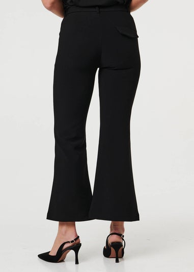 Izabel London Black High Waist Slim Flared Trousers
