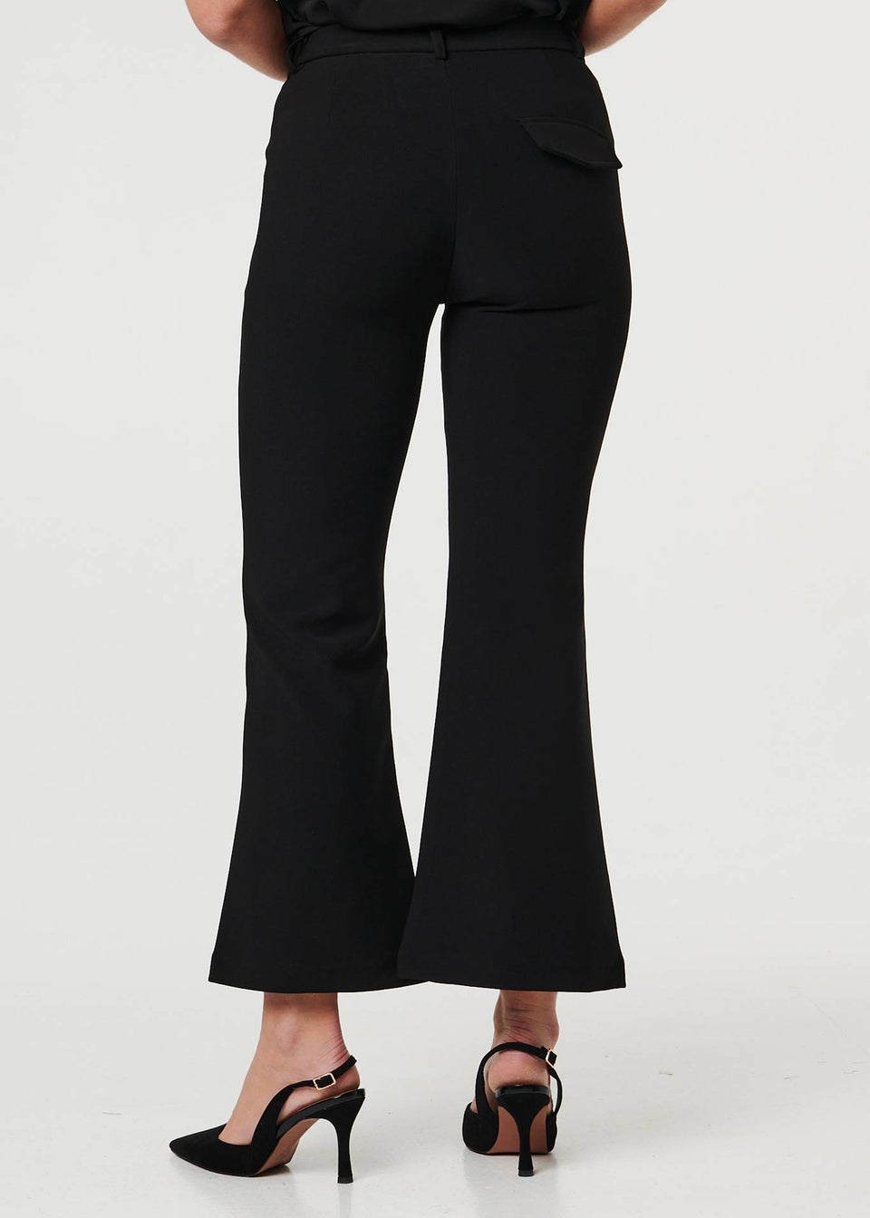 Izabel London Black High Waist Slim Flared Trousers