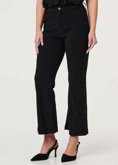 Izabel London Black High Waist Slim Flared Trousers