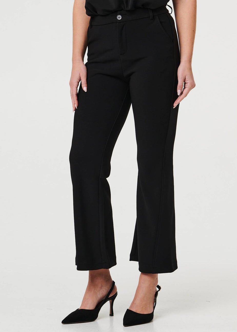 Izabel London Black High Waist Slim Flared Trousers