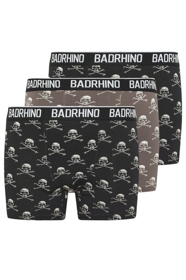 BadRhino 3 Pack Black Skull Boxers
