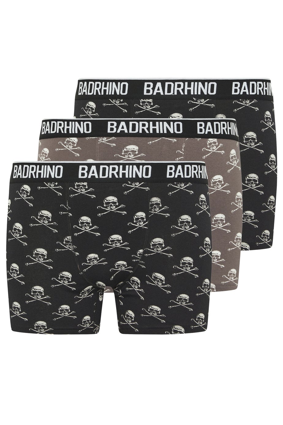 BadRhino 3 Pack Black Skull Boxers