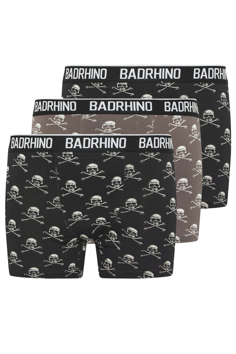 BadRhino 3 Pack Black Skull Boxers