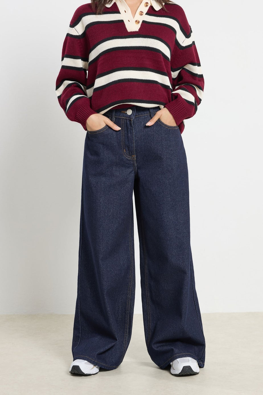 PixieGirl Petite Indigo Blue Stretch Wide Leg Jeans