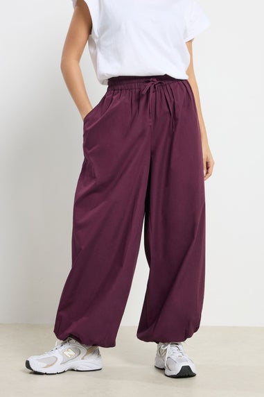 PixieGirl Petite Plum Purple Poplin Balloon Trousers