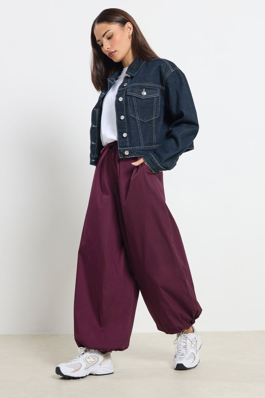 PixieGirl Petite Plum Purple Poplin Balloon Trousers