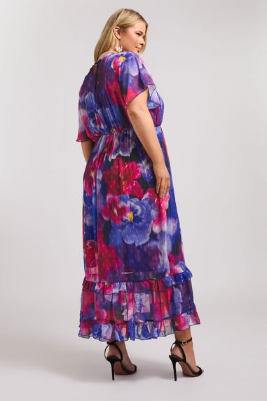 Yours London Curve Purple Floral Print Maxi Smock Dress