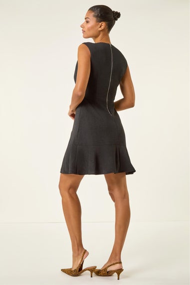 Roman Black Textured Stretch Skater Dress