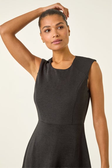 Roman Black Textured Stretch Skater Dress