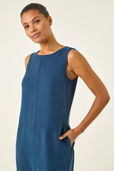 Roman Navy Seam Detail Pocket Shift Dress