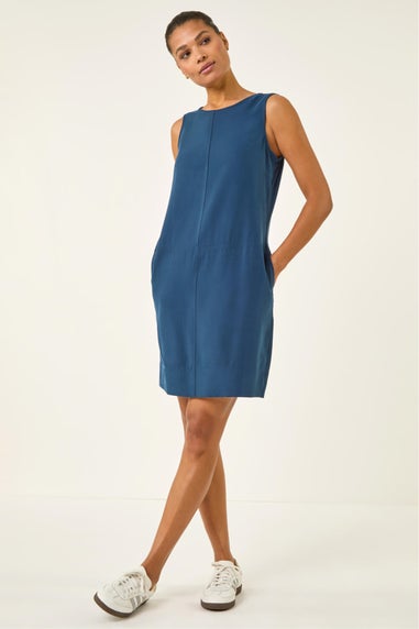 Roman Navy Seam Detail Pocket Shift Dress