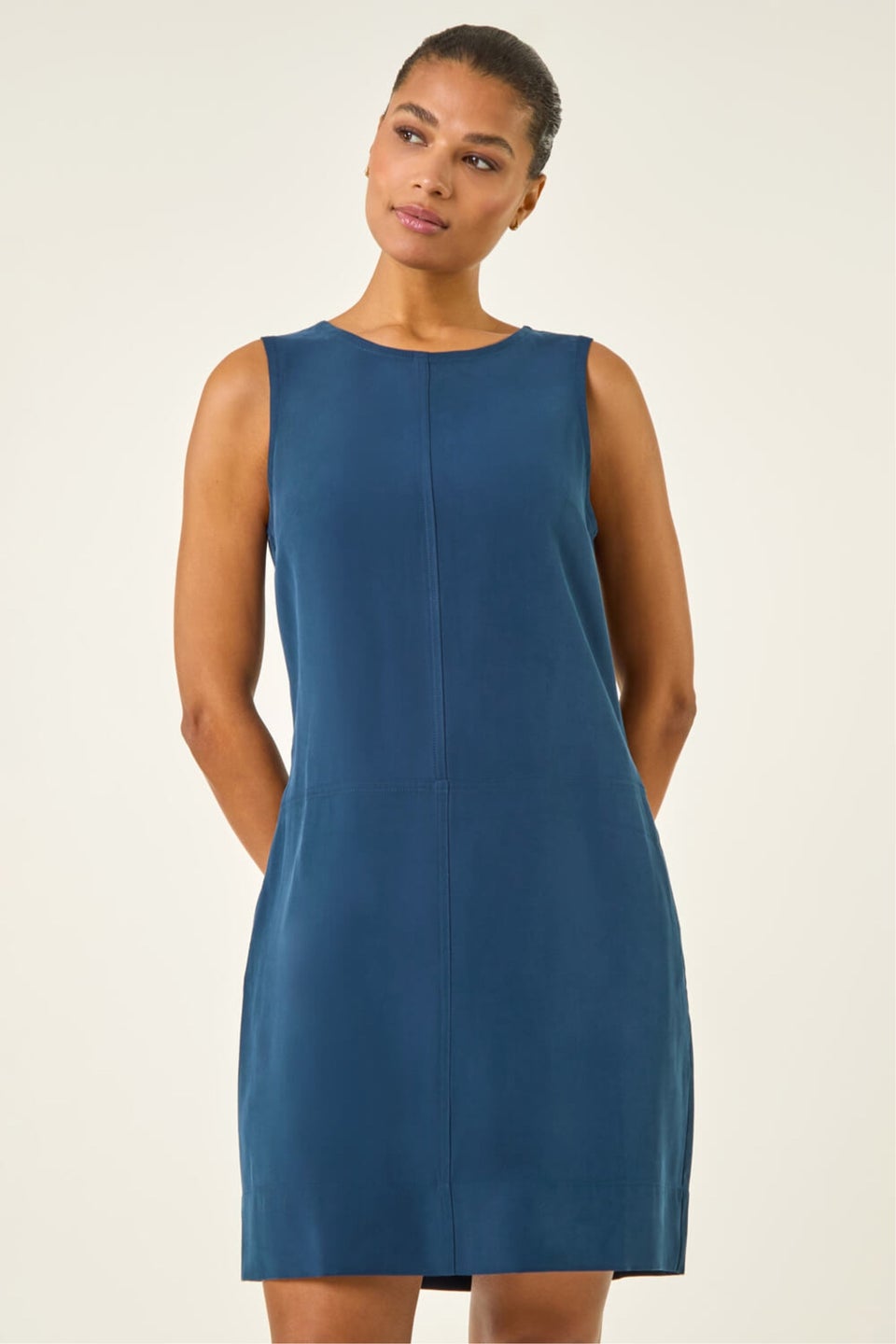 Roman Navy Seam Detail Pocket Shift Dress
