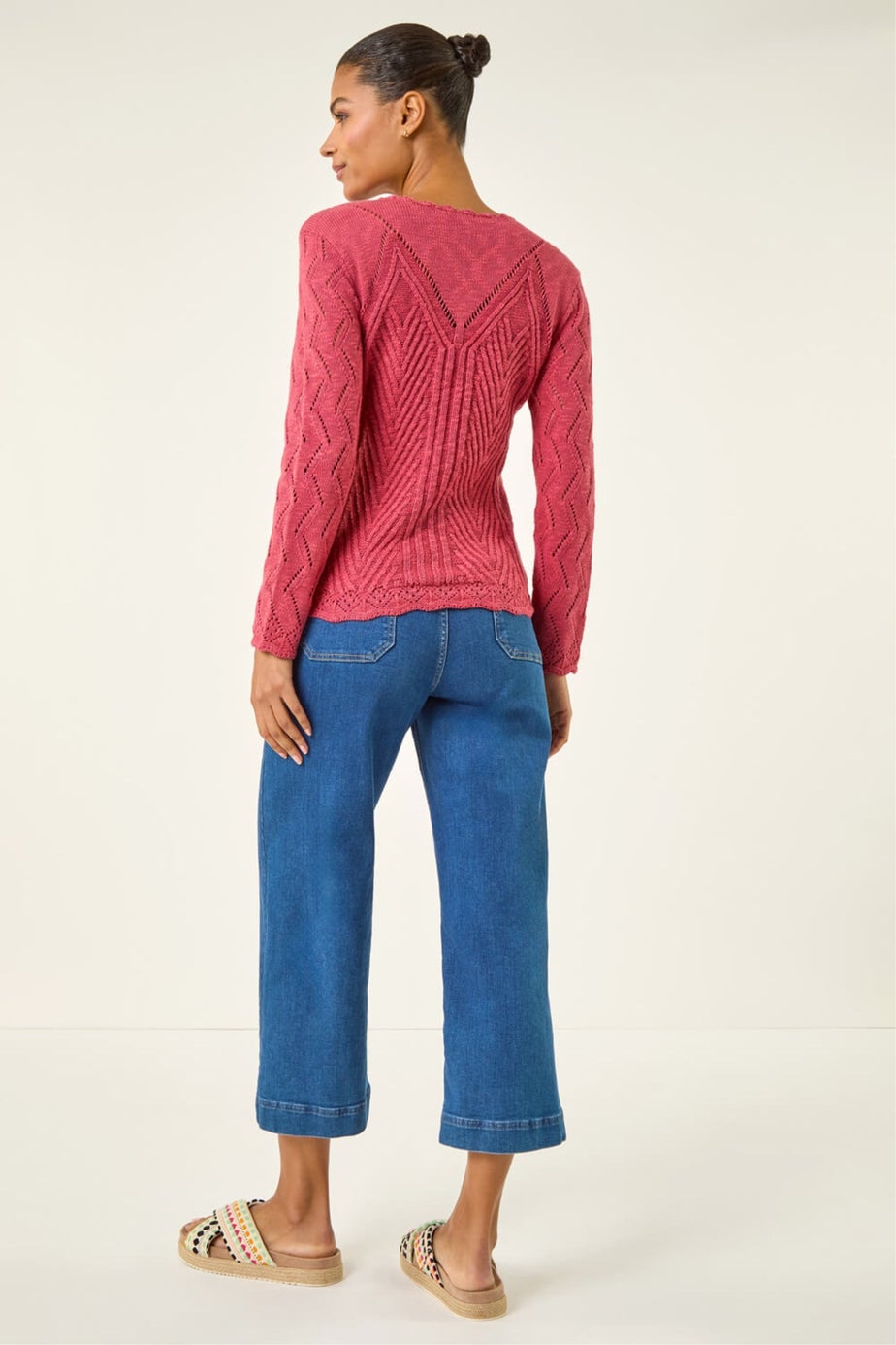 Roman Cerise Scallop V-Neck Knit Jumper