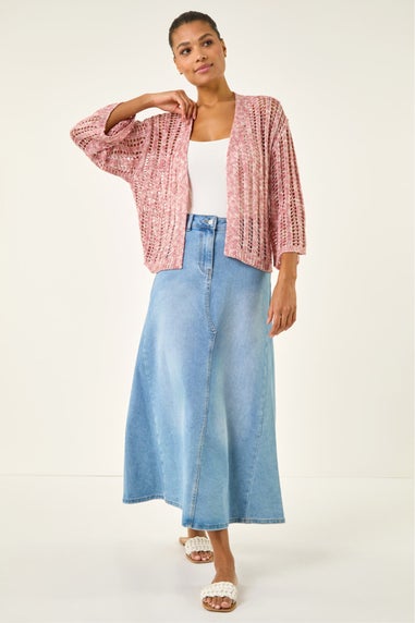 Roman Light Pink Spacedye Open Knitted Cardigan