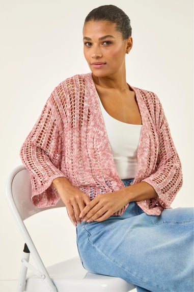 Roman Light Pink Spacedye Open Knitted Cardigan