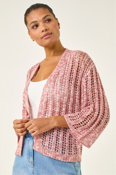 Roman Light Pink Spacedye Open Knitted Cardigan