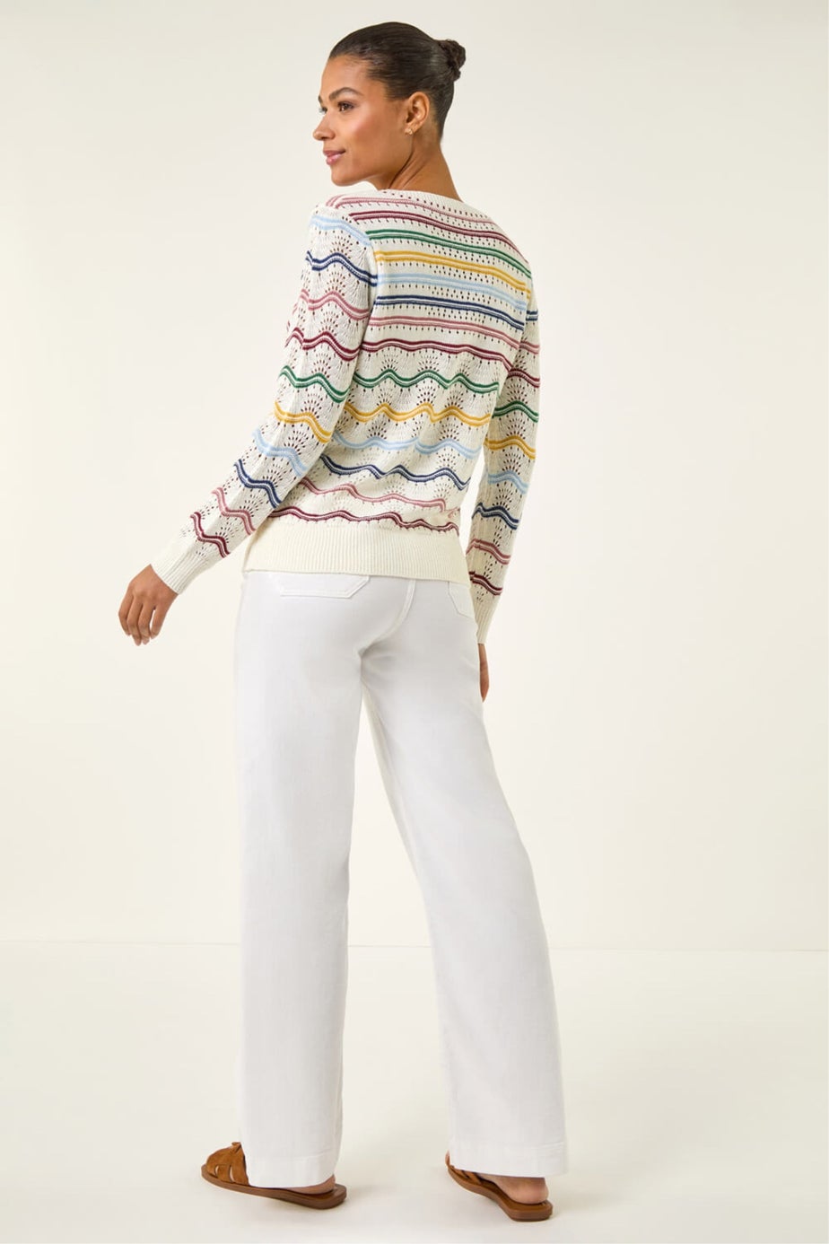 Roman Ivory Stripe Wave Knit Jumper