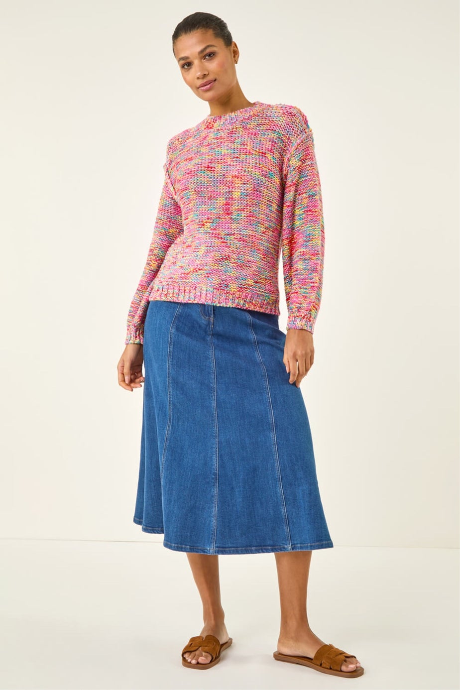 Roman Pink Textured Space Dye Knit Jumper