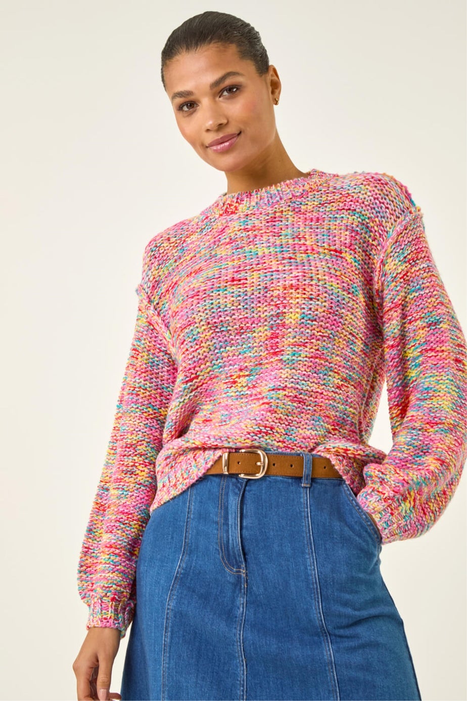 Roman Pink Textured Space Dye Knit Jumper