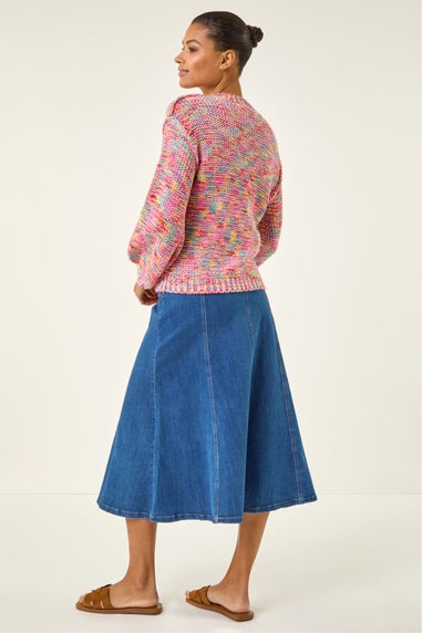 Roman Pink Textured Space Dye Knit Jumper