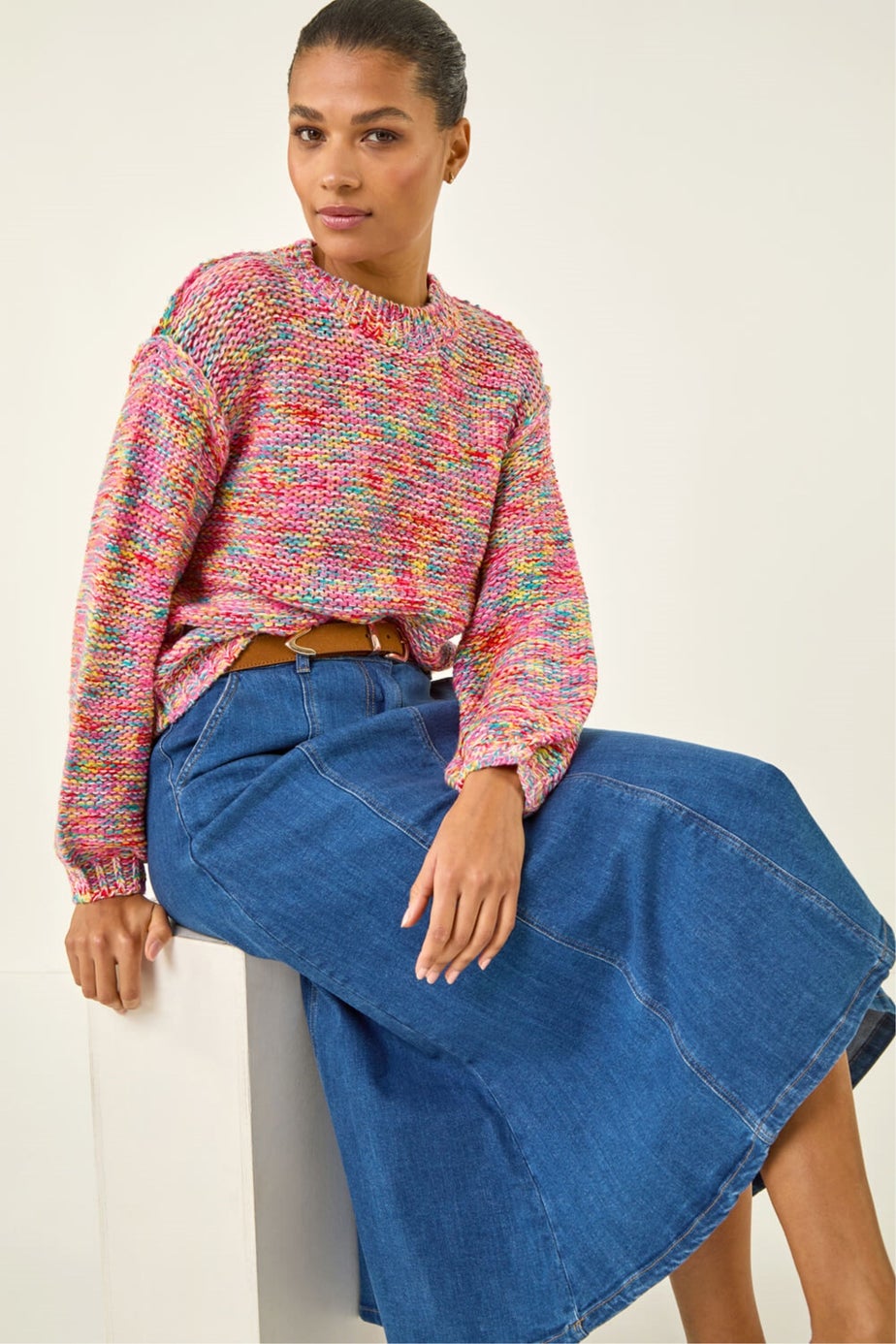 Roman Pink Textured Space Dye Knit Jumper